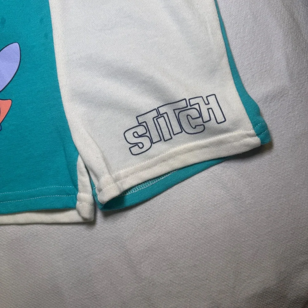 Disney Stitch Kids 2-Piece Set Sleeveless Hoodie and Shorts‎ Cream Teal 3T NEW